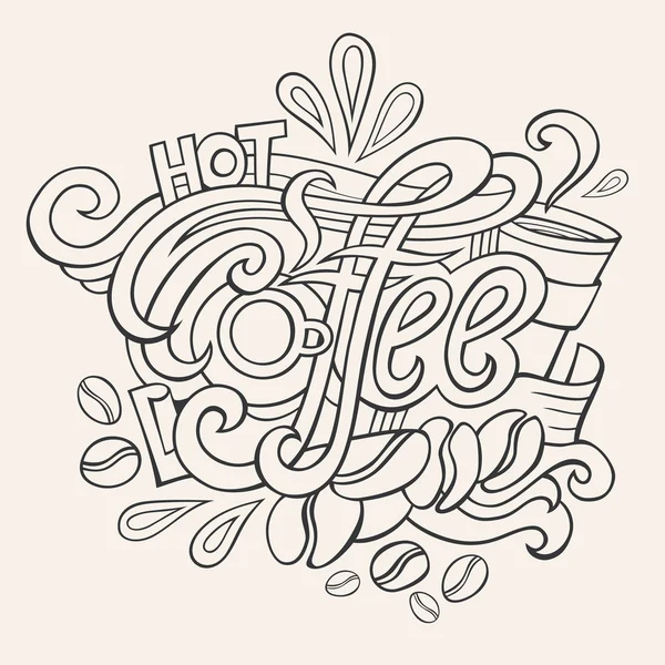 Café mão lettering esboço — Vetor de Stock