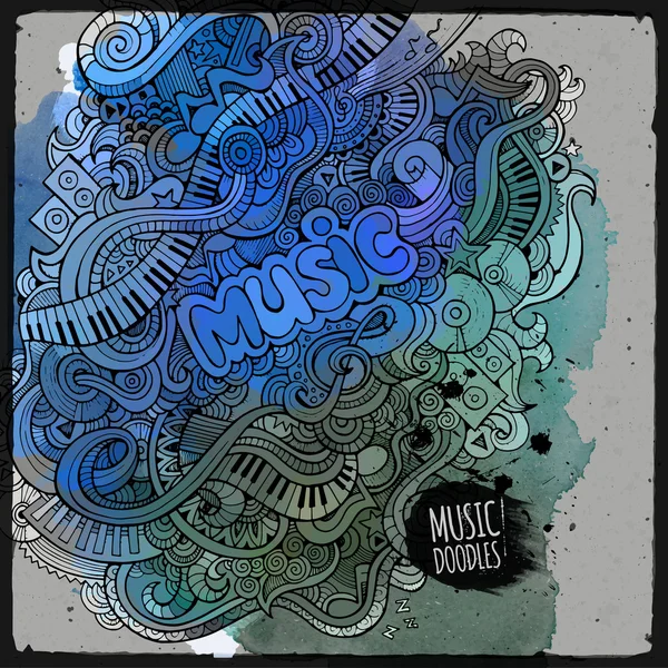 Doodles arte musical pintura fondo — Vector de stock