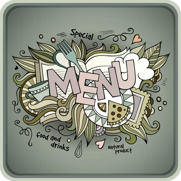 Menu hand lettering and doodles elements — Stock Vector