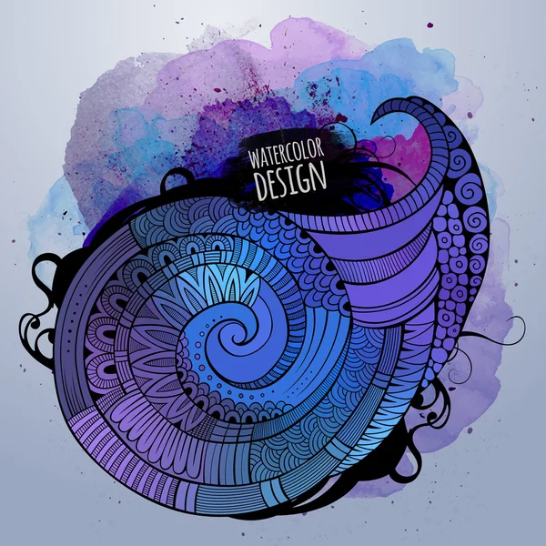 Projeto espiral decorativo aquarela — Vetor de Stock