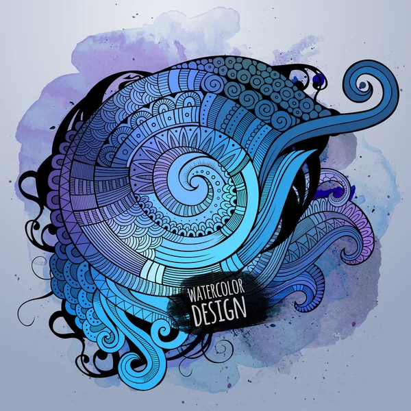 Aquarel decoratieve spiraal ontwerp — Stockvector