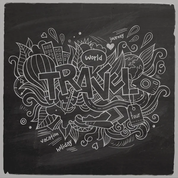 Utazik nyári kézzel betűkkel chalkboard — Stock Vector