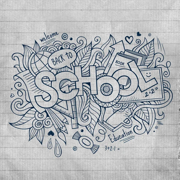 School hand lettering and doodles elements — Stock Vector