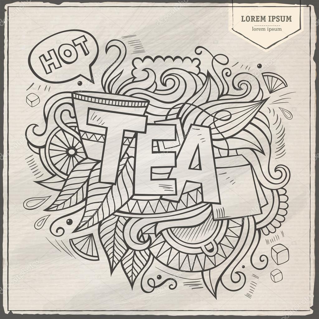 Tea hand lettering and doodles elements Stock Vector Image by ...