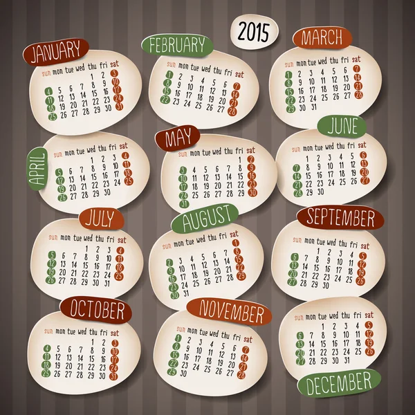 Calendario 2015 diseño — Archivo Imágenes Vectoriales