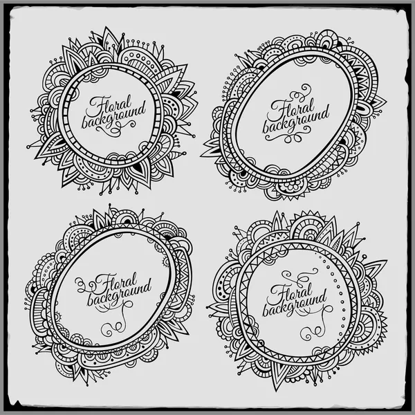 Set of four floral decorative vector frames — Stock Vector
