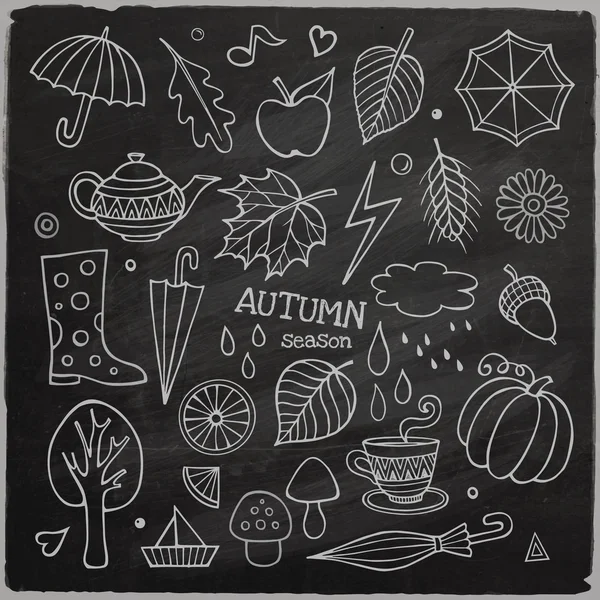 Vector set of different hand drawn autumn elements — Stock Vector