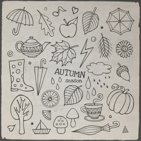 Vector set of different hand drawn autumn elements — Stock Vector