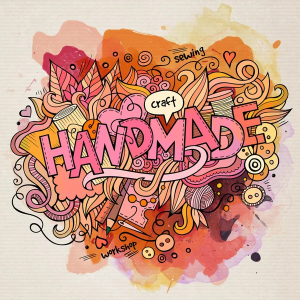 Handgemachte Aquarell Cartoon Hand Schriftzug und Doodles Elemente — Stockvektor