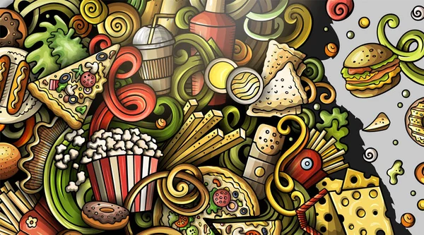 Ілюстрація Растрових Каракулів Намальована Рукою Фастфуд Дизайн Банерів Швидкого Харчування — стокове фото