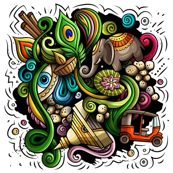 India hand drawn raster doodles illustration. — Stock Photo, Image
