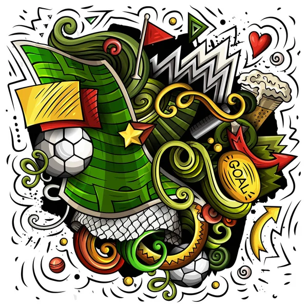 Cartoon raster doodles ilustração Futebol — Fotografia de Stock