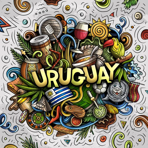 Uruguay dibujado a mano ilustración garabato de dibujos animados. Diseño local divertido. —  Fotos de Stock