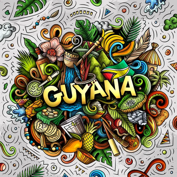 Guyana handritad tecknad klotter illustration. Rolig lokal design. — Stockfoto