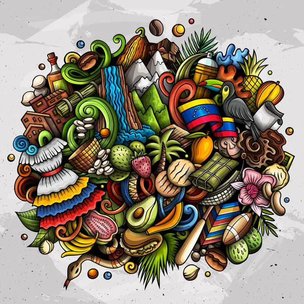 Venezuela handgezeichnete Cartoon Doodles Illustration. — Stockfoto