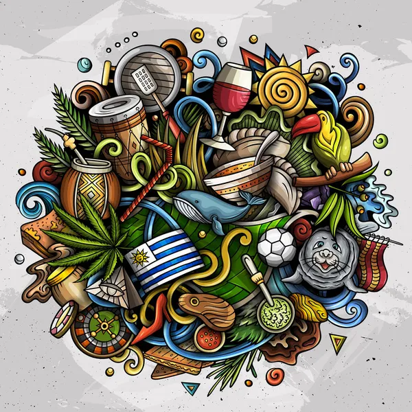 Ουρουγουάη χέρι ζωγραφισμένα κινούμενα σχέδια doodles εικόνα. — Φωτογραφία Αρχείου