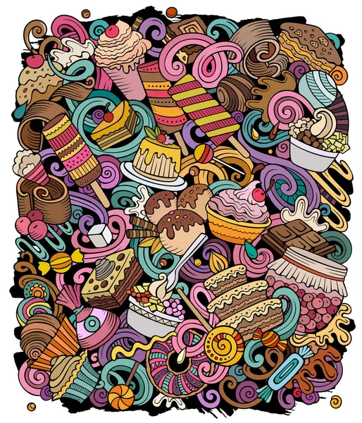 Illustration de gribouillis de dessins animés Sweet Food. — Photo