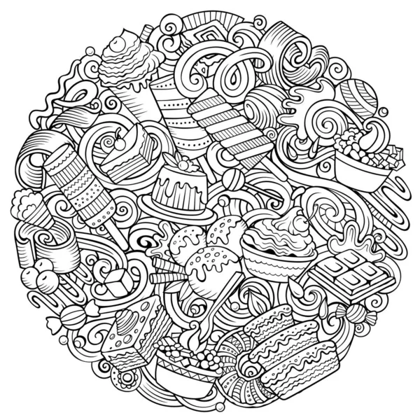 Sweet food cartoon raster doodles illustration. — Stock Photo, Image