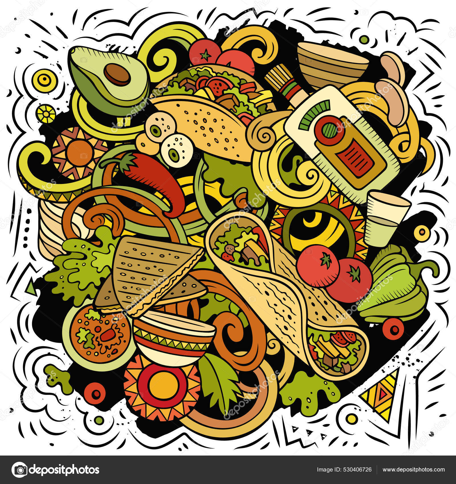 Comida mexicana ilustracion fotos de stock, imágenes de Comida mexicana  ilustracion sin royalties | Depositphotos