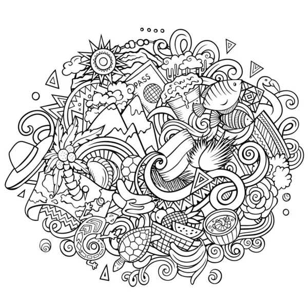 Equador Desenhado Mão Desenho Animado Doodles Ilustração Design Viagem Engraçado — Fotografia de Stock