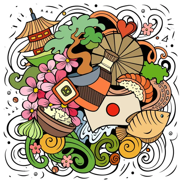 Japan cartoon raster doodle illustration — Stock Photo, Image