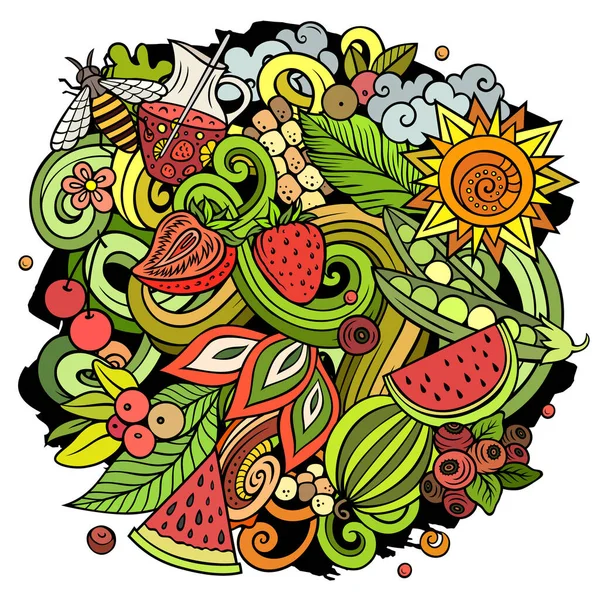 Summer nature raster doodles illustration. — Stock Photo, Image