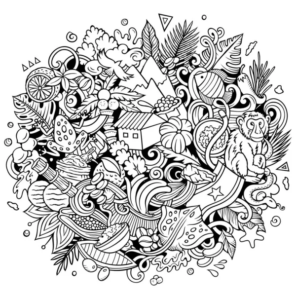 Σουρινάμ χέρι ζωγραφισμένα κινούμενα σχέδια doodles εικόνα. — Φωτογραφία Αρχείου