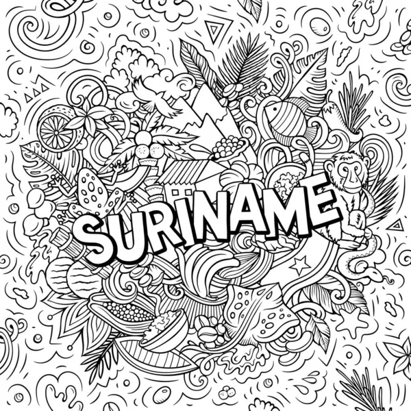 Suriname Mão Desenhada Desenho Animado Doodle Ilustração Design Local Engraçado — Fotografia de Stock