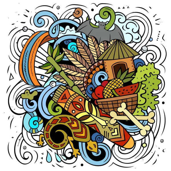 Figi Cartoon Raster Doodle Illustration Colorful Detailed Composition Lot Exotic — Stock Photo, Image