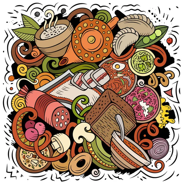 Nourriture Slave Dessinée Main Illustration Gribouillis Raster Affiche Cuisine Design — Photo