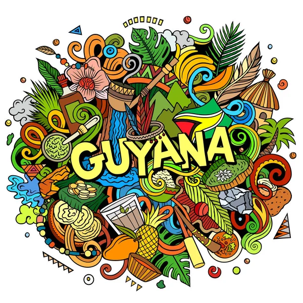 Guyana Handritad Tecknad Klotter Illustration Rolig Lokal Design Kreativ Raster — Stockfoto
