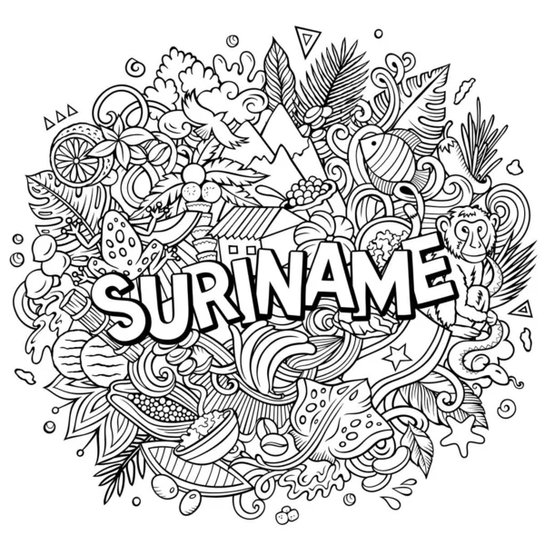 Suriname Mão Desenhada Desenho Animado Doodle Ilustração Design Local Engraçado — Fotografia de Stock