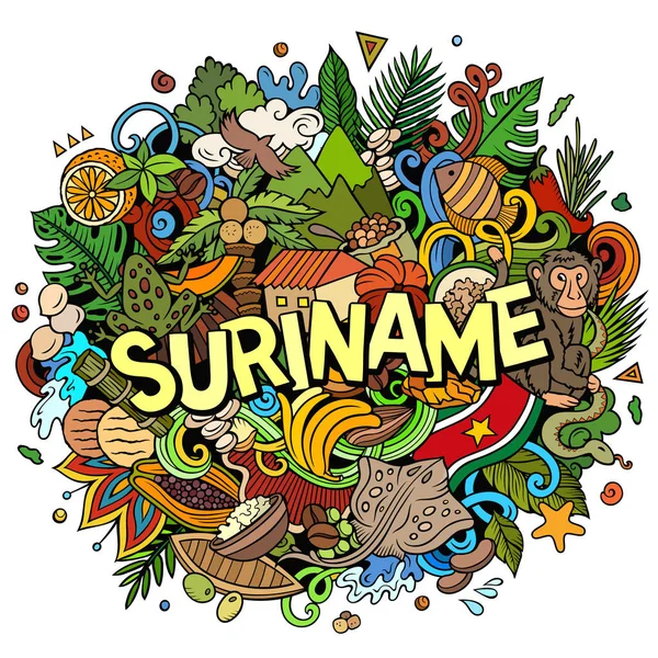 Suriname Mão Desenhada Desenho Animado Doodle Ilustração Design Local Engraçado — Fotografia de Stock