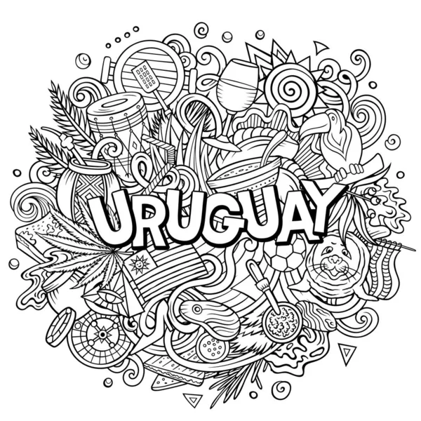 Uruguay Handgezeichnete Zeichentrickkritzelillustration Lustiges Lokales Design Kreativer Raster Hintergrund Handschriftlicher — Stockfoto