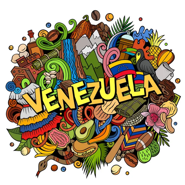 Venezuela Handgezeichnete Cartoon Doodle Illustration Lustiges Lokales Design Kreativer Raster — Stockfoto