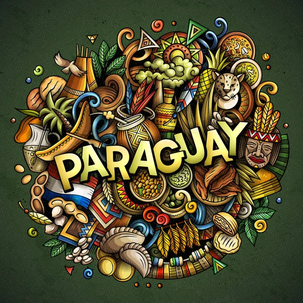Парагвай Рисует Карикатуры Вручную Забавный Местный Дизайн Творческий Растровый Фон — стоковое фото