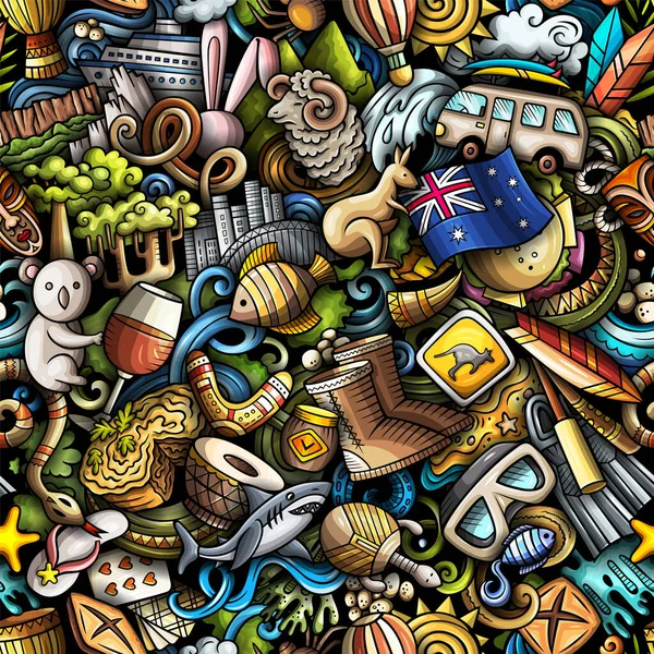 낙서는 호주의 무미건조 패턴을 줍니다 문화의 아이템을 배경으로 스카프 벽지에 — 스톡 사진