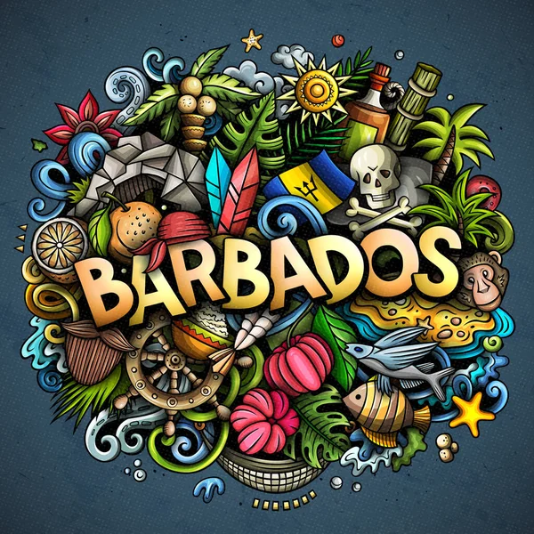 Barbados Kézzel Rajzolt Rajzfilm Firka Illusztráció Vicces Barbadosi Dizájn Kreatív — Stock Fotó