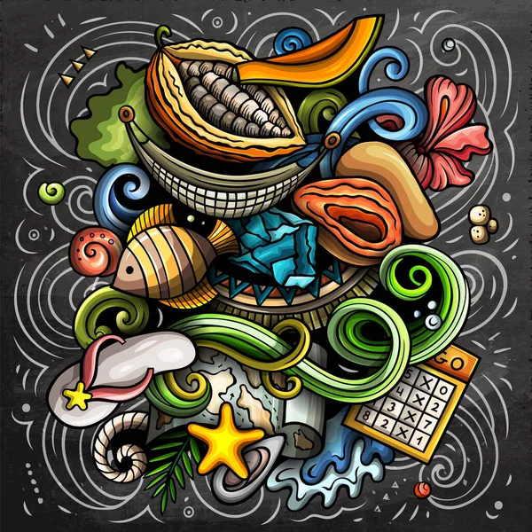 Dominican Republic Ccartoon Raster Doodle Chalkboard Illustration Colorful Detailed Composition — Fotografia de Stock