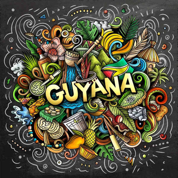 Guiana Mão Desenhada Desenho Animado Doodle Ilustração Design Local Engraçado — Fotografia de Stock
