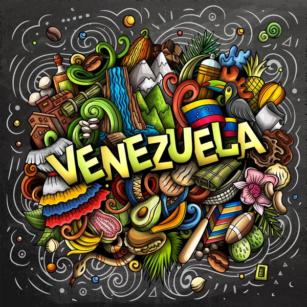 Venezuela Mão Desenhada Desenho Animado Doodle Ilustração Design Local Engraçado — Fotografia de Stock