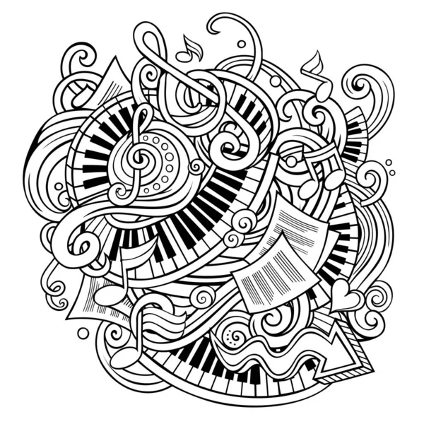 Tecknad söt doodles Musik illustration — Stock vektor