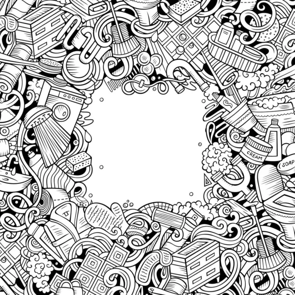 Illustration Gribouillis Vectoriels Dessinés Main Salle Bain Conception Carte Cadre — Image vectorielle