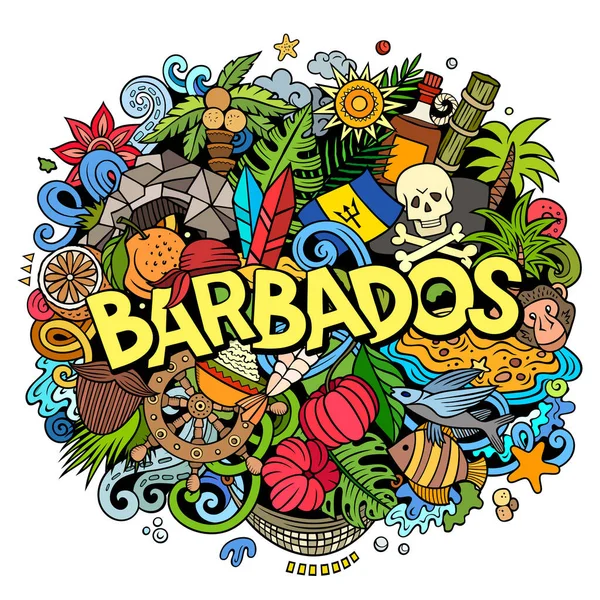 Рука Барбадосу Малювала Ілюстрації Каракулів Кумедний Барбадоський Дизайн Створений Растровий — стокове фото
