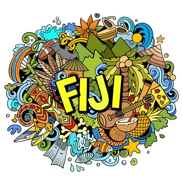 Fidschi Handgezeichnete Cartoon Doodles Illustration Lustiges Reisedesign Kreative Kunst Raster — Stockfoto