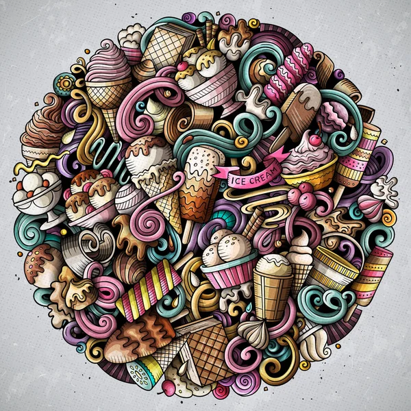 Eiscreme Handgezeichnete Raster Doodles Illustration Süßigkeiten Plakatgestaltung Süßes Essen Elemente — Stockfoto