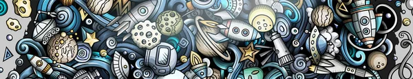 Космічна Рука Намальована Каракулі Банер Мультфільм Детальні Ілюстрації Космічна Ідентичність — стокове фото