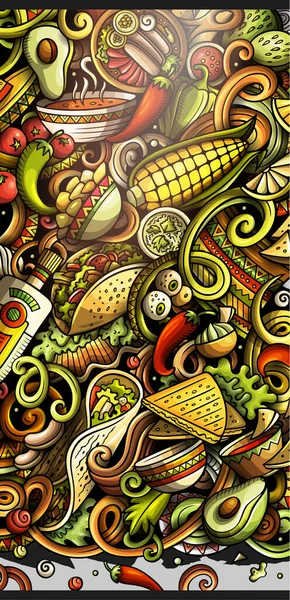 Mão Comida Mexicana Desenhado Doodle Banner Folheto Detalhado Dos Desenhos — Fotografia de Stock