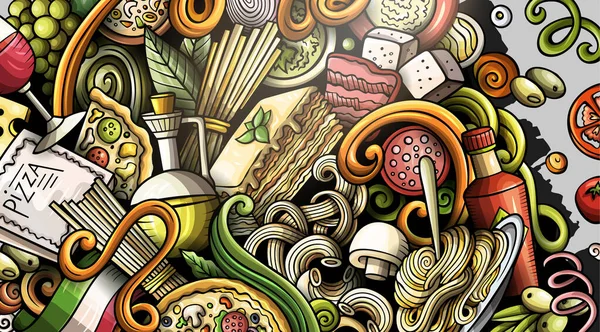 이탈리아 카툰은 플라이어를 자세히 그렸습니다 이탈리아는 상징으로 정체성을 요리한다 래스터 — 스톡 사진
