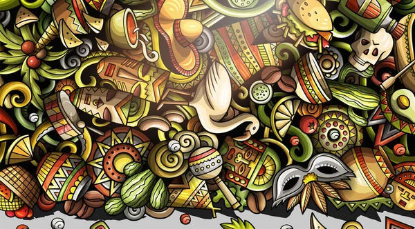 América Latina Mão Desenhada Doodle Banner Folheto Detalhado Dos Desenhos — Fotografia de Stock